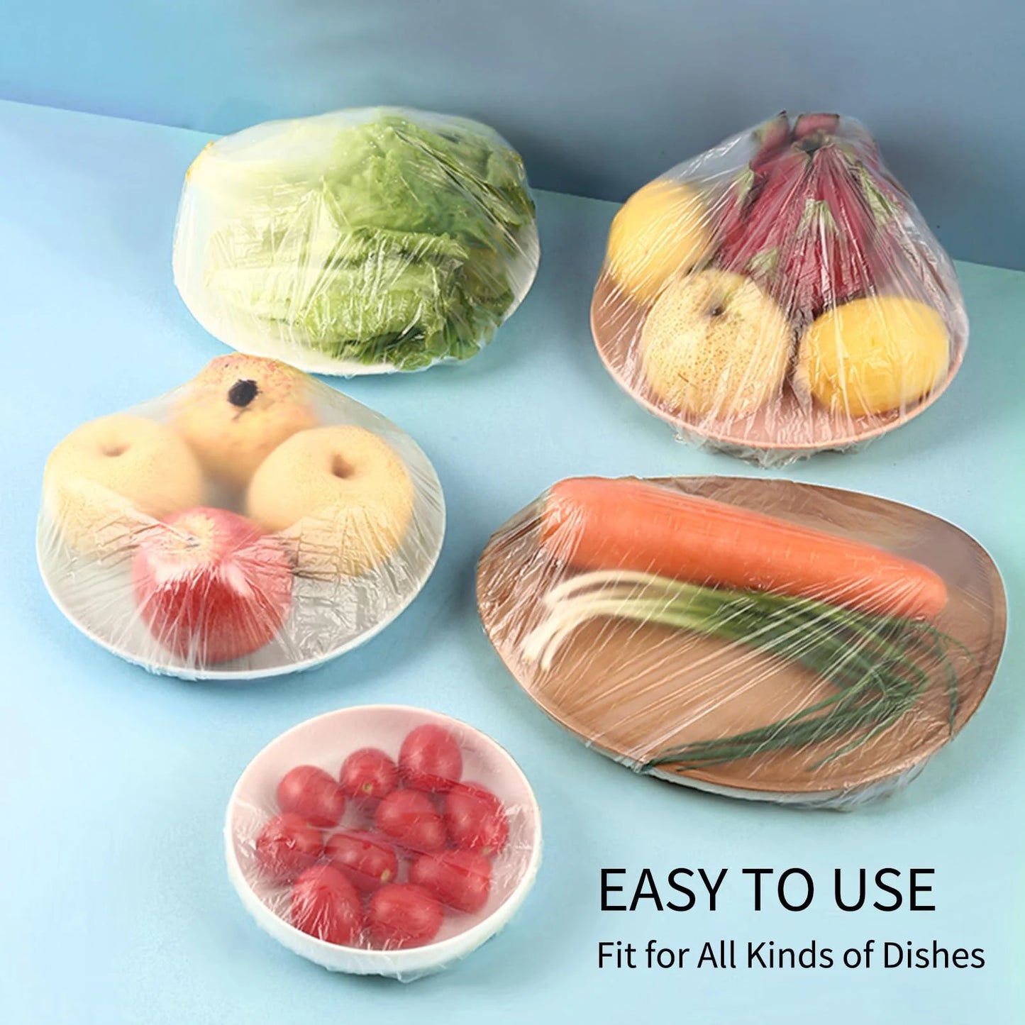 Reusable Elastic Food Storage Plastic Covers (Pack of 100)